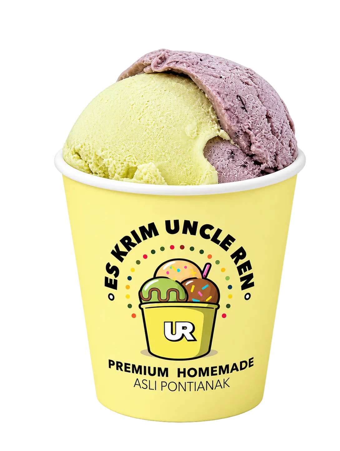 Es krim cup Uncle Ren berisi dua scoop